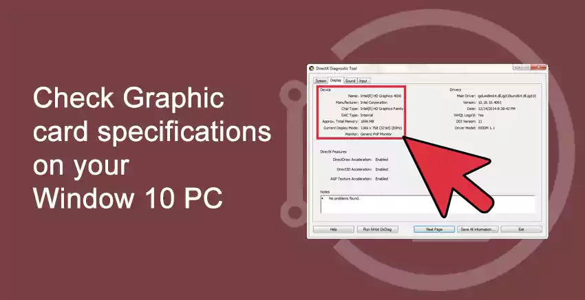 How to check graphic card specifications on your Window 10 PC