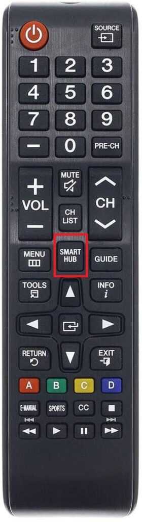 Smart Hub button on the TV remote