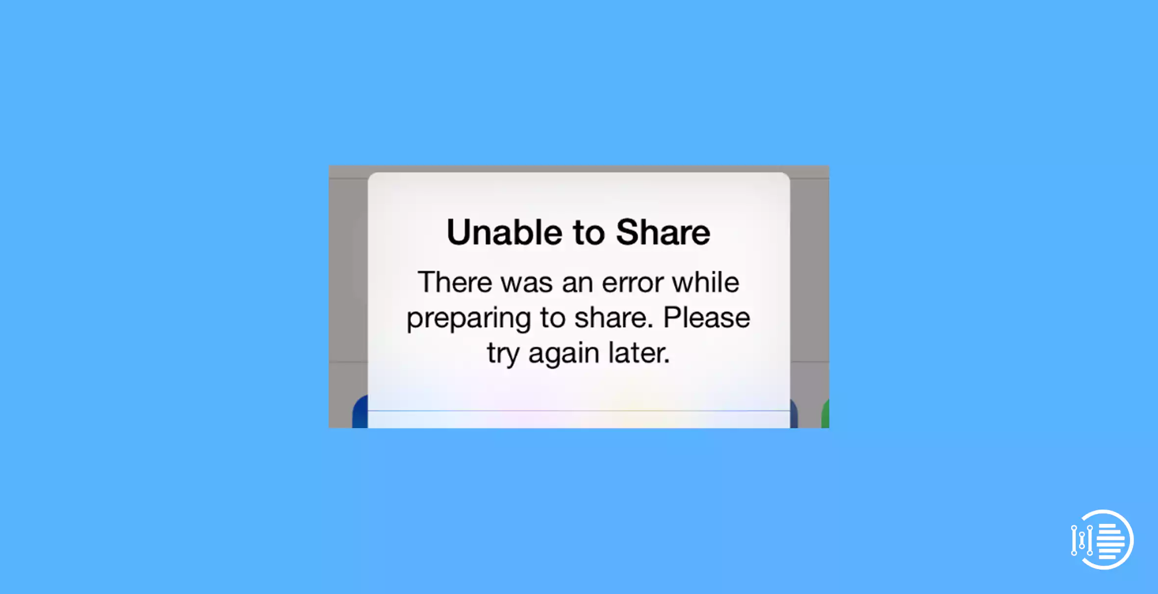 There Was An Error While Preparing to Share