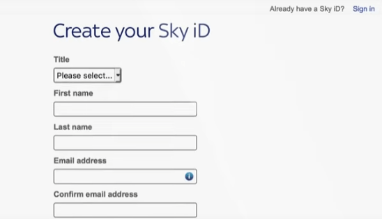 create your Sky ID