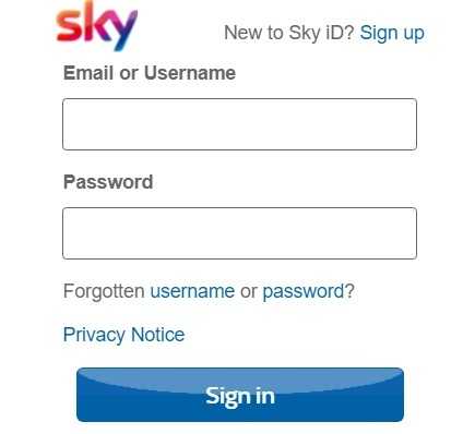 sign in to the Sky Go app