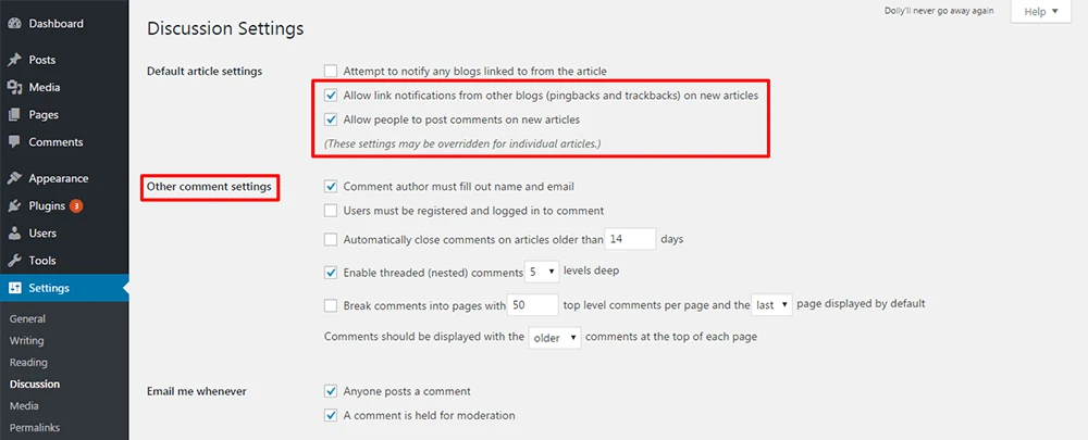 Enable Comments On WordPress